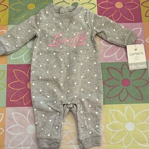 Carter's Gray and White Polka Dot Baby Onesie- N B size